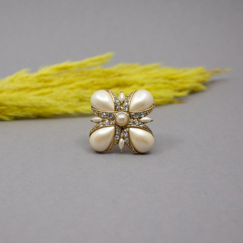 Monet goldene Brosche mit Faux-Perlen