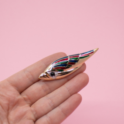 Pierre Lang Brosche vergoldet 'Fisch oder Pelikan' Bild 2 Pierre Lang goldene Brosche Muschel Groesse