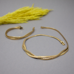 Elegantes goldfarbenes Schmuckset, Springbock-Punze Bild 1 Springbock-Punze vergoldetes Set Detail