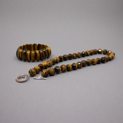 Tigerauge Kette & Armband 925 Schliesse