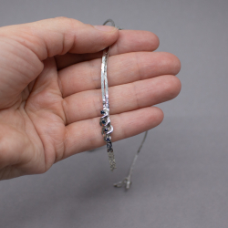 70er Jahre Saphir Collier in 835 Silber rhodiniert Bild 3 Vintage 835er Halskette mit Saphieren rhodiniert Groesse